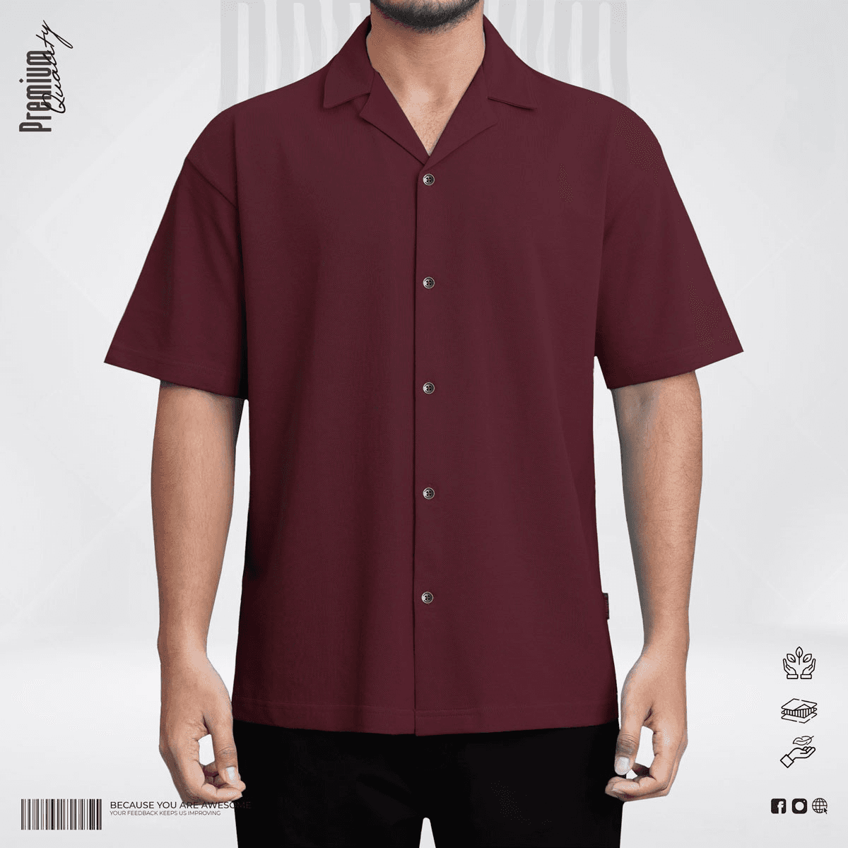 Premium Cuban Shirt - Maroon
